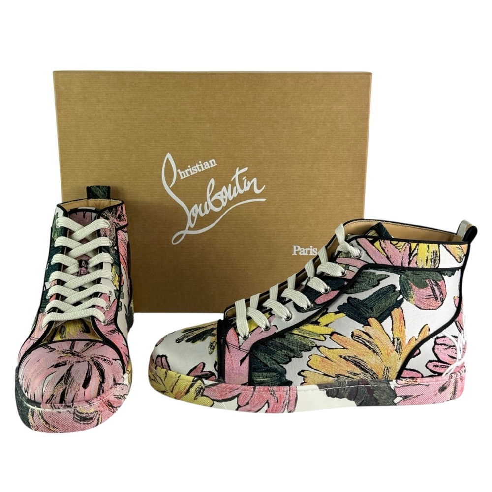 CHRISTIAN LOUBOUTIN Fun Louis Flat Tissu Hanabi High Top Sneakers 44 - 11 US